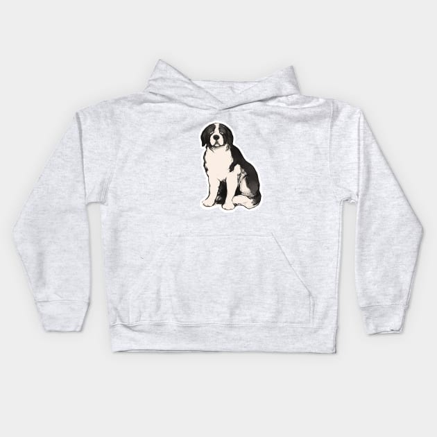 Vintage sad Saint Bernard dog Kids Hoodie by Marccelus